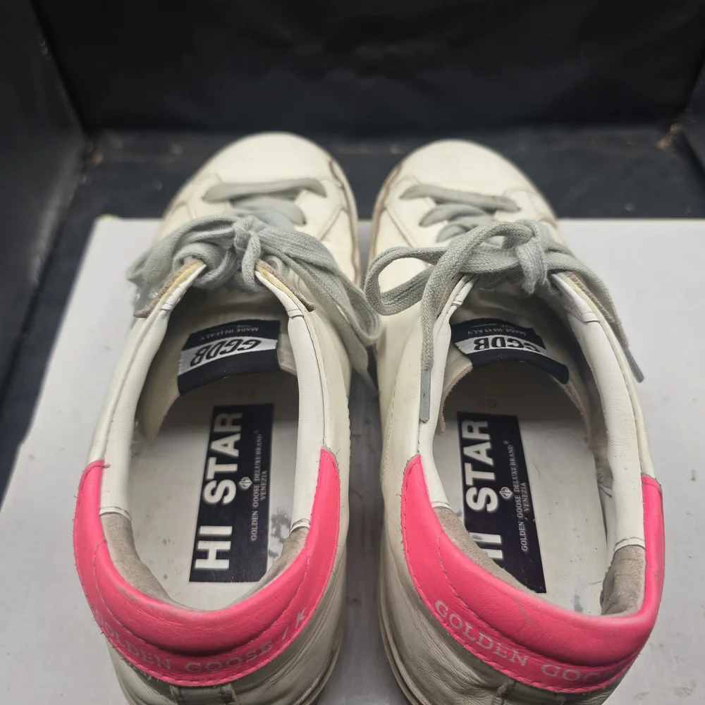 Golden Goose White‎ and Pink Sneakers with Silver Accents Women Size 8